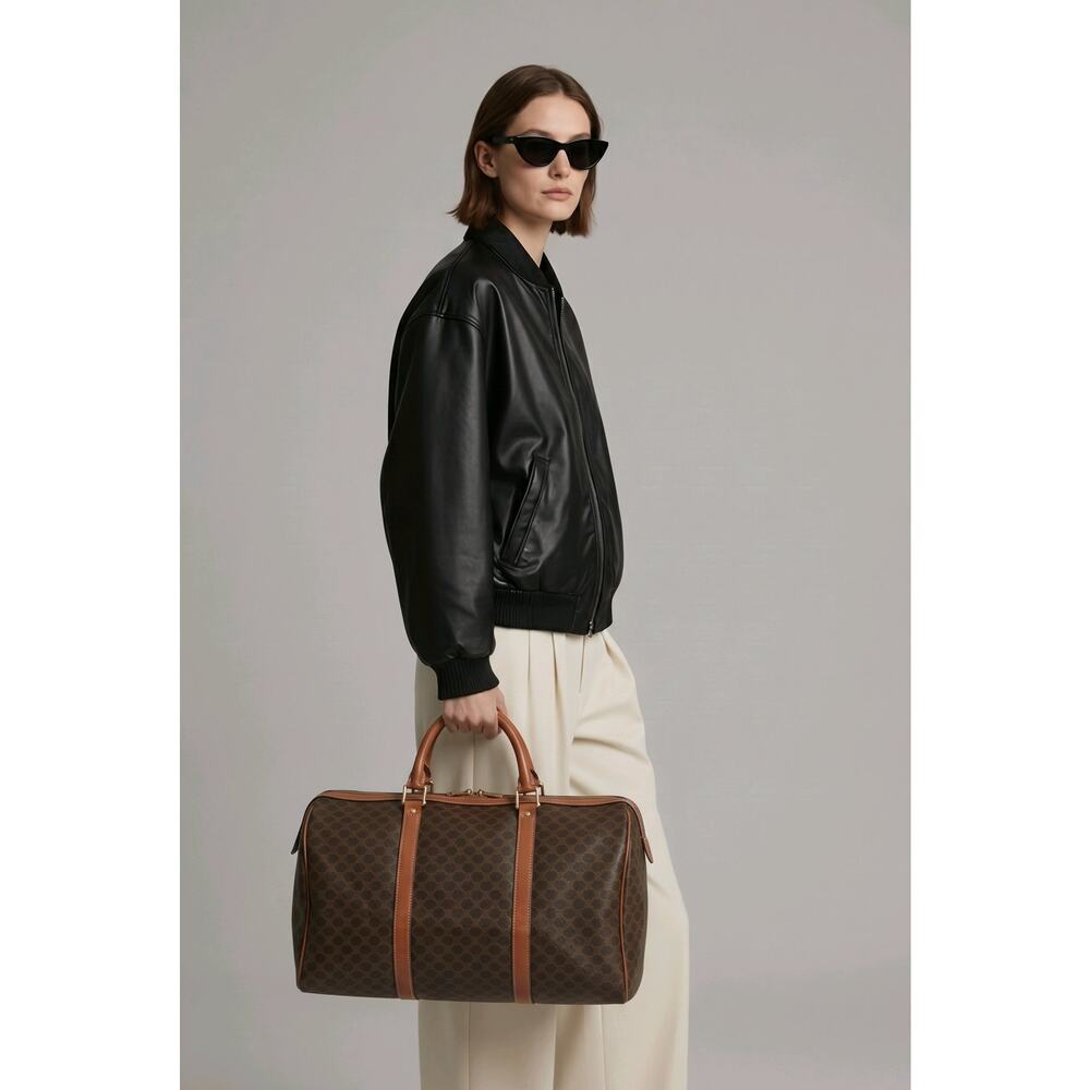 Celine Vintage Macadam 35cm Boston Bag w/ Strap Dust Bag Paris